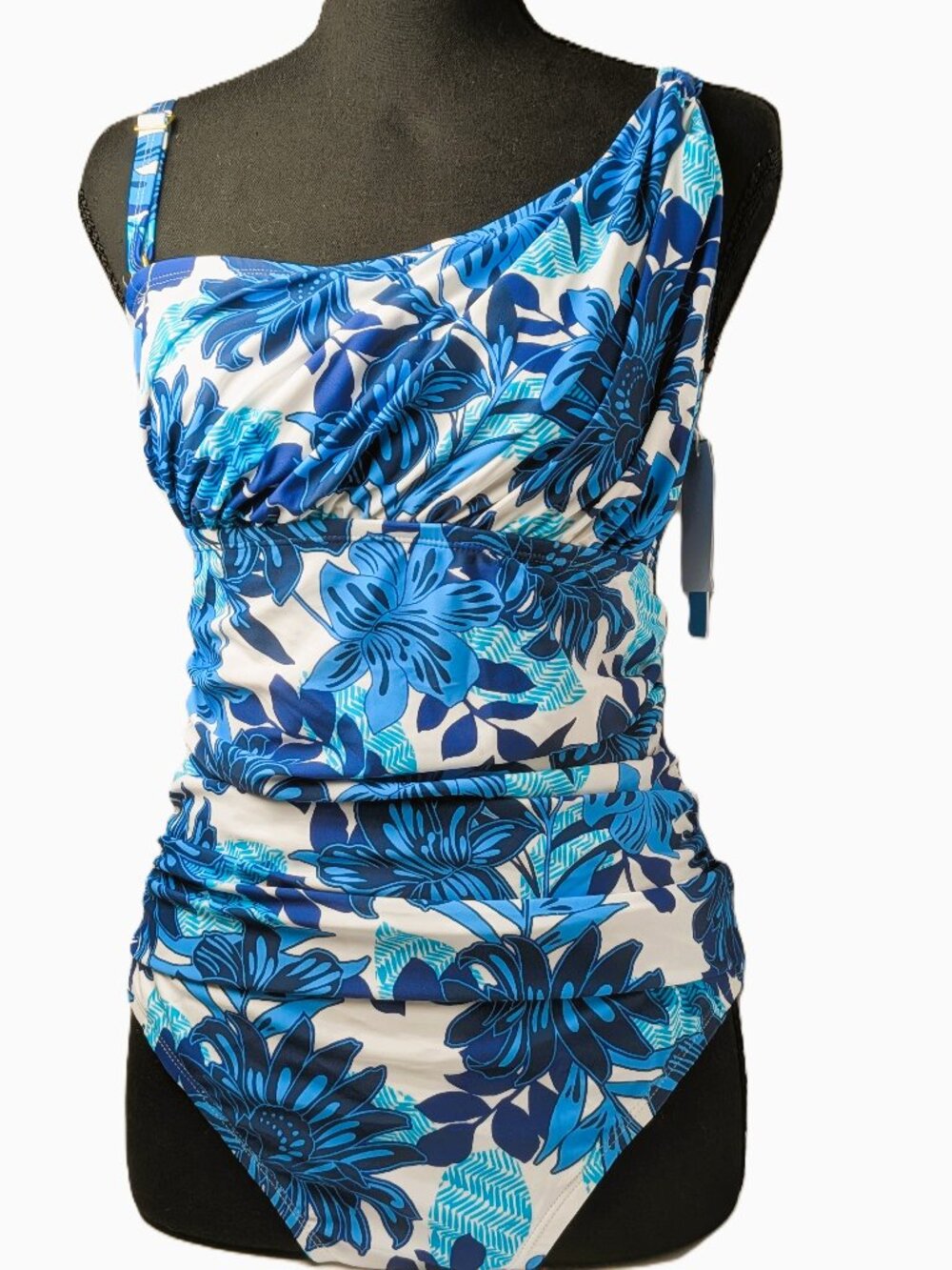 Bleu Rod Beattie Blue Floral 1-Piece 2-Way Swimsuit Size 10 NEW w/ Tags!